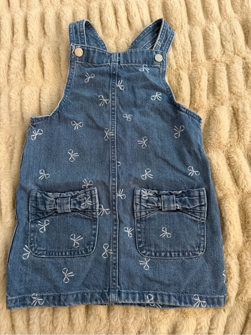 The Children's Place Blue Denim Bow Print Pinafore